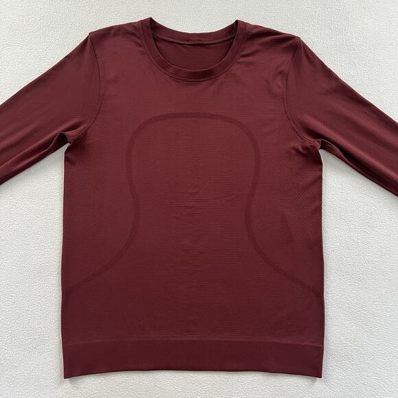 Lululemon Women Red Merlot Swiftly Breathe Relaxed Long Sleeve Crew Neck Shirt 6 - Picture 1 of 6